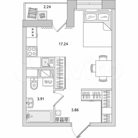 Квартира-студия, 27,1 м², 8/17 эт.