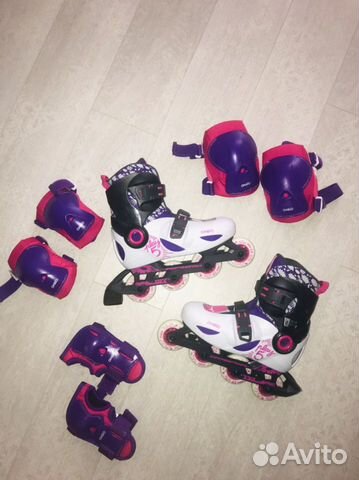 Роликовые коньки детские Oxelo 32-34 защита/шлем