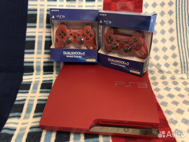 Sony PS3 Scarlet Red 500Gb + 111 игр и 2 джойстика