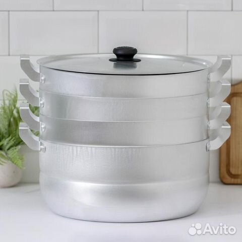 Мантоварка алюминиевая 15 л., 4 сетки