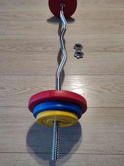 Штанга W образная 22.5 кг Диски обрезиненные