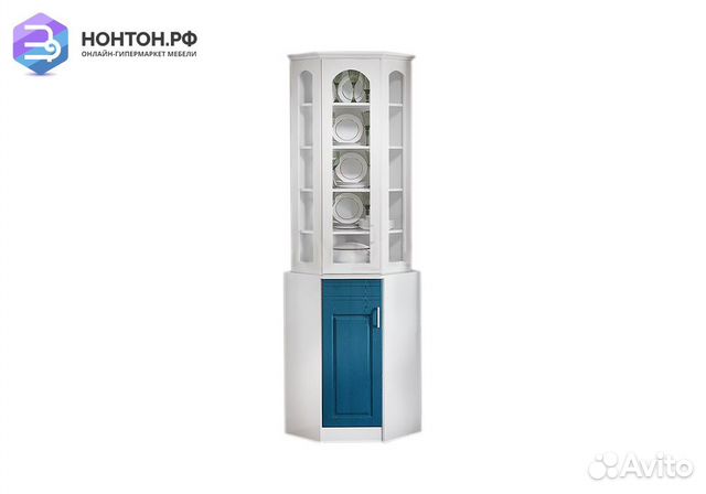 Буфет Констанция угловой белый матовый / джинс