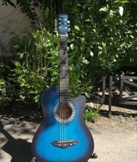 Акустическая матовая гитара цвет Синий