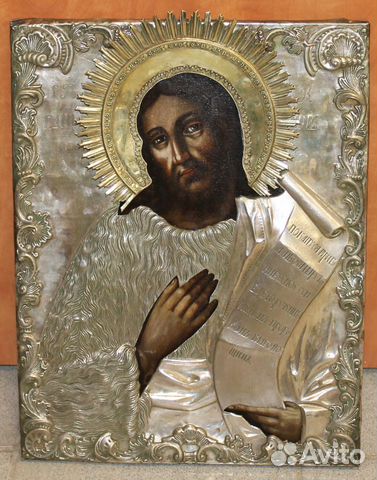Икона Иоанн Предтеча Серебро Высокорельефный Оклад