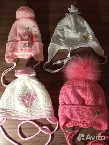 Шапочки зимняя, на весну - осень на новорождённого