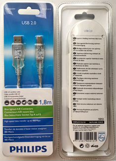 Кабель USB A/B высокоскоростной, 480Mbps, Philips