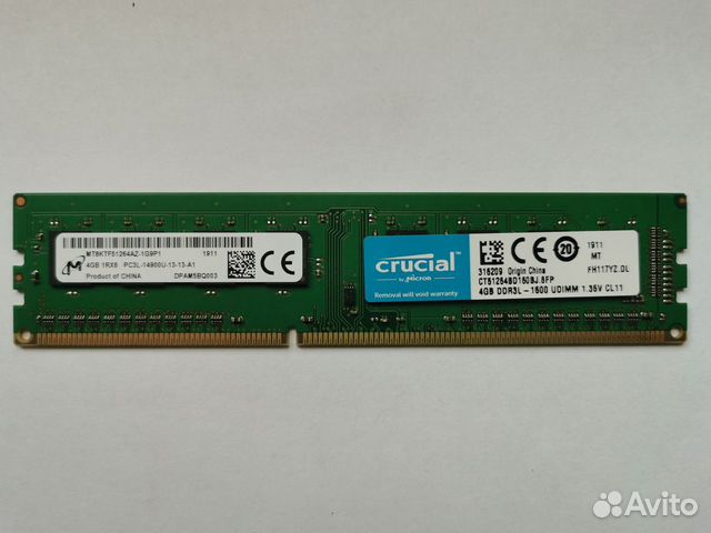 Модуль памяти Crucial CT51264BD160BJ DDR3L - 4гб