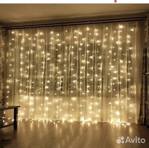 Новогодняя гирлянда штора