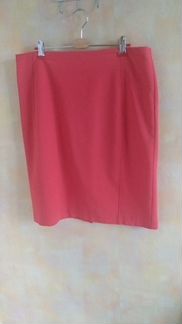 Юбка, цвет алый, шлица сзади, без карманов