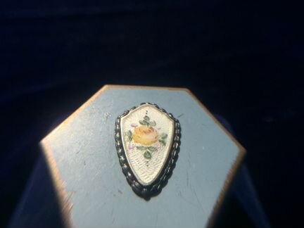 Шкатулка роза эмаль Голубая Антиквариат