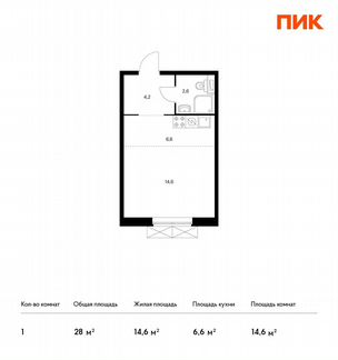 Квартира-студия, 28 м², 4/17 эт.