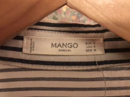 Белая рубашка в синюю полоску Mango