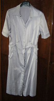 Светло-серое платье Sela (смесовый хб)