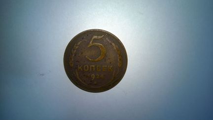 Монета 5 копеек 1924 года