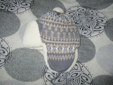 Шапочка вязаная с толстым мехом (серая)