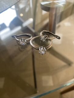 Серебряные серьги и кольцо (набор)