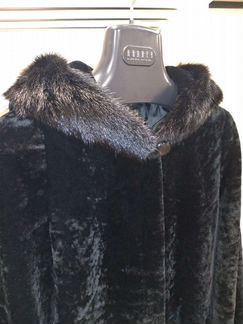 Мутоновая шуба с капюшоном 48-50 р