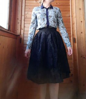 Юбка черная кружевная