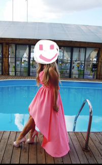 Платье вечернее, ярко розовое