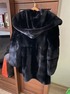 Шуба норковая с капюшоном