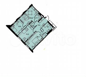 3-к квартира, 96.4 м², 9/18 эт.
