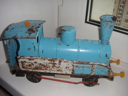 Паровоз СССР, заводной, жесть, клеймо