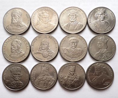 Польша набор 12 монет 1979-1989 г. короли польши