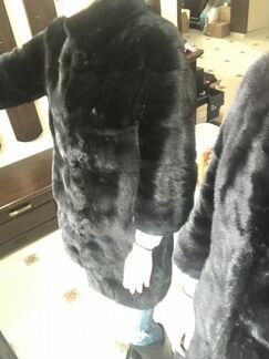 Шуба норковая чёрная рукава 3/4