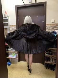 Шуба норковая с капюшоном