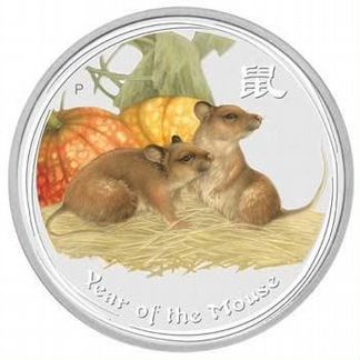 Год Крысы 2008 - Две крысы и крысенок - 4 монеты