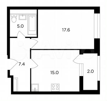 1-к квартира, 47 м², 3/20 эт.