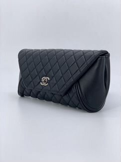Женская сумка клатч Chanel из кожи черная новая
