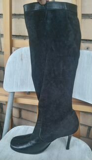 Черные кожаные сапоги на шпильке Vero Cuoio