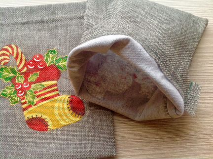 Льняной мешочек подарочный к Новому году