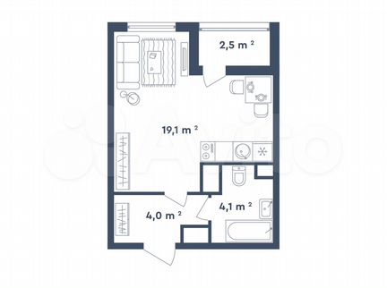 Квартира-студия, 28.4 м², 24/26 эт.
