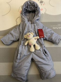 Комбинезон - конверт серый Звездочки. Размер 74-80