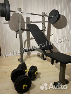 Скамья для жима + Штанга + Гантели + доставка