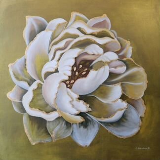 Картина на холсте на подрамнике, акрил, поталь