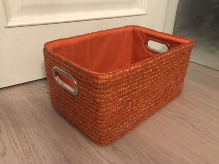 Короб с ручками плетёный эко оранжевый