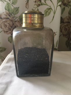 Чайница антикварная, стекло, латунь