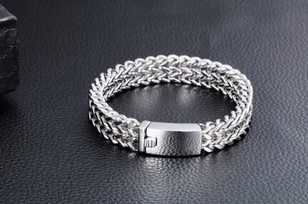 Браслет цепь на руку брутальная стальная мужская