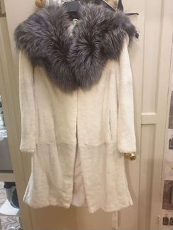 Шуба из кролика с чернобуркой