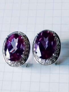 Серьги александрит иск бриллианты Большие)