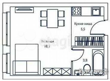 1-к квартира, 27.4 м², 23/37 эт.