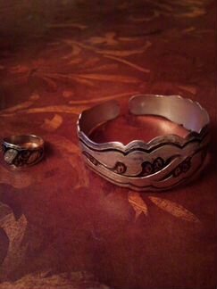 Cеребряные браслет и кольцо проба 875 звезда