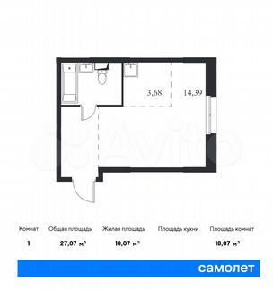 Квартира-студия, 27.1 м², 1/14 эт.