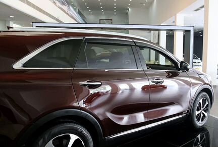 Дефлекторы с хром-молдингом для Киа Соренто Прайм